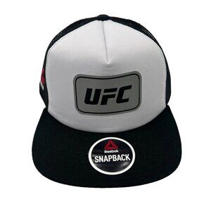 Reebok Mens One Size Fits All Black White UFC MMA Meshback Snapback Hat Cap‎ NWT